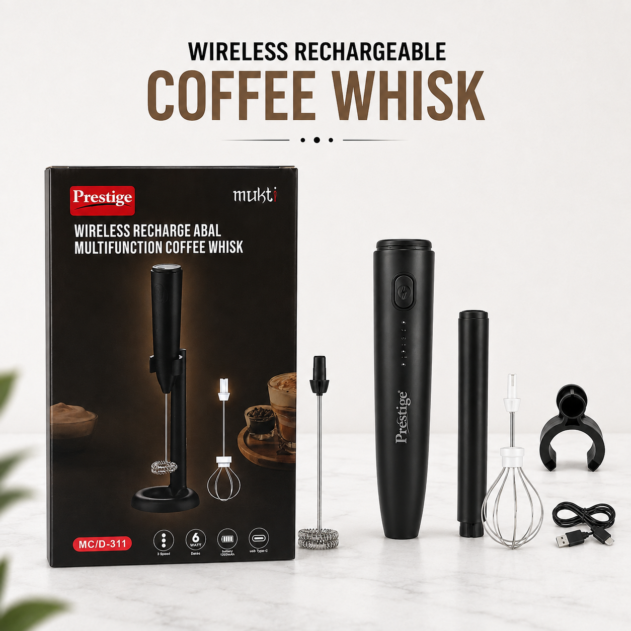 2 in 1 Rechargeable Multifunction Coffee Foamer