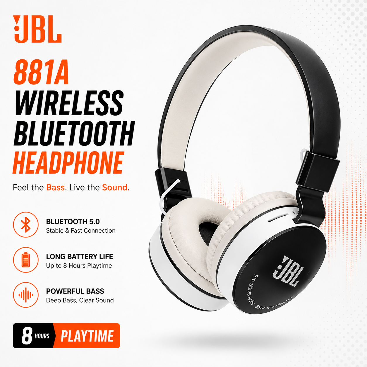 JBL 881A Wireless Bluetooth  Headphone