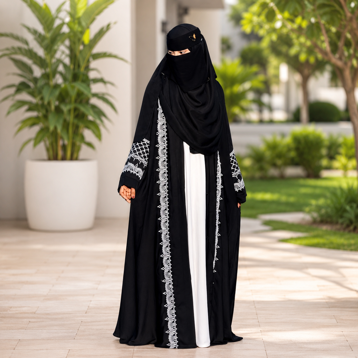 Premium 3-Piece Dubai Fabric Abaya Set with Original Embroidery (Koti, Inner & Hijab)