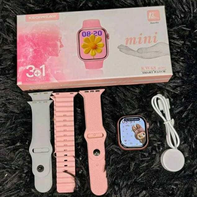 KW68 Mini ladies Smartwatch with Bluetooth Call & 3 Straps -